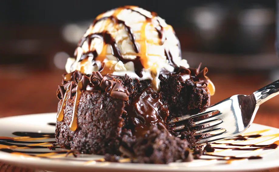 Molten Lava Cake dark chocolate fudge ice cream LongHorn