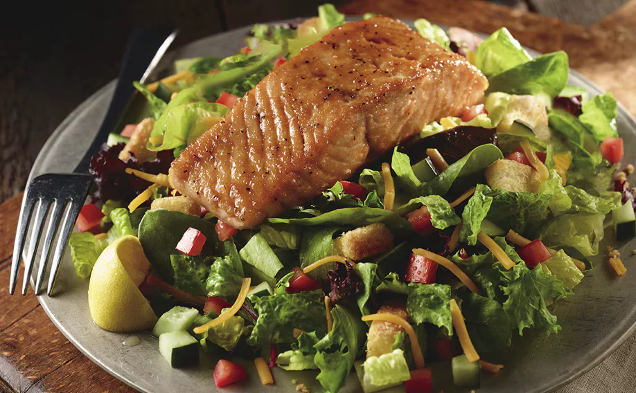 Farm Fresh Field Greens with Grilled Salmon LongHorn